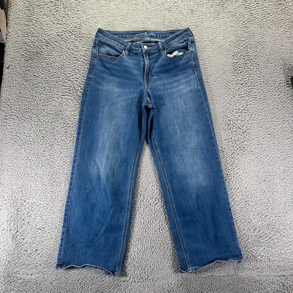 Old Navy Wow Jeans Womens 12 Blue Cotton Denim Wide Leg Faded Workwear Stretch